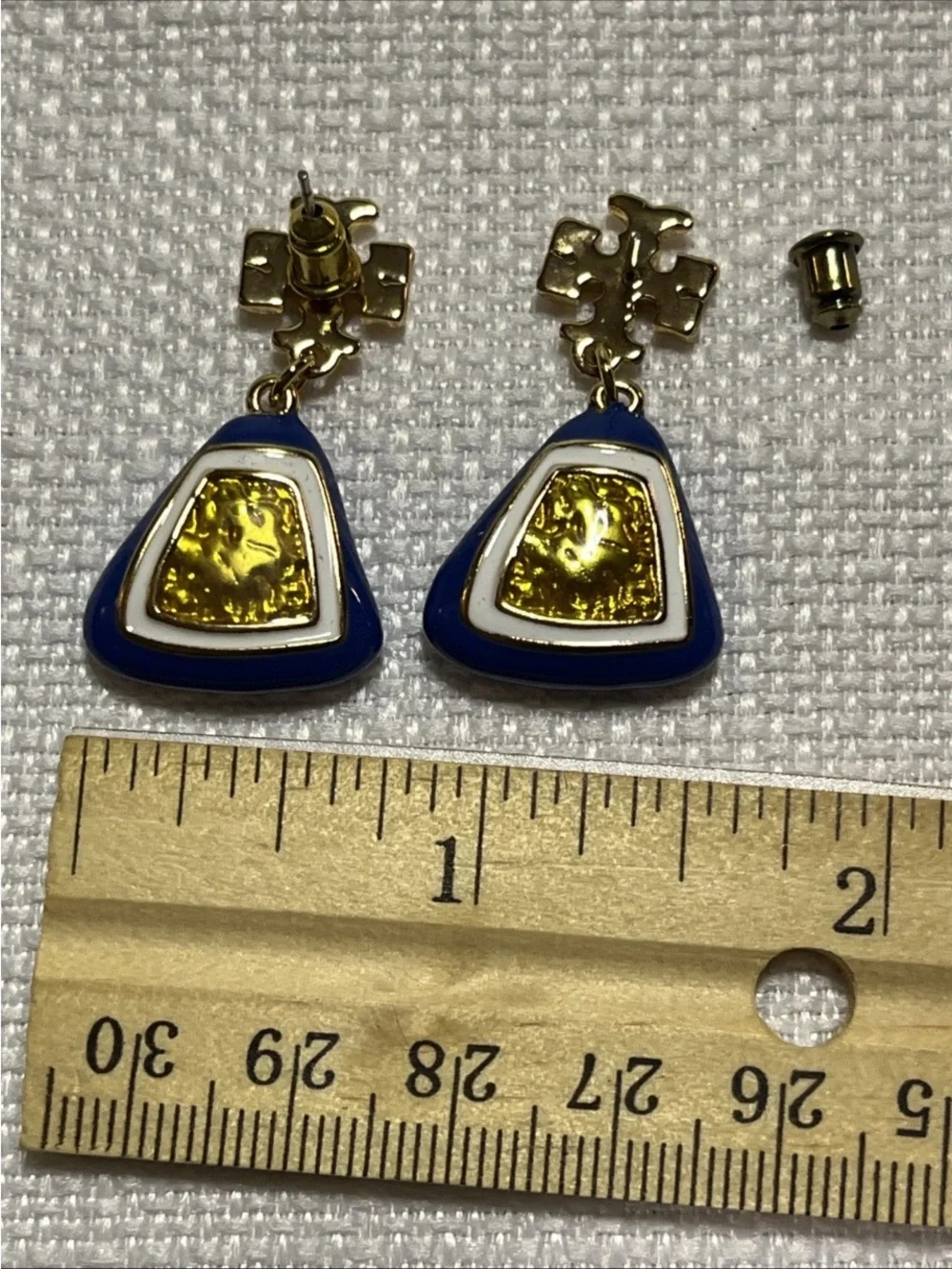 Tory Burch Blue and Gold Drop Earrings